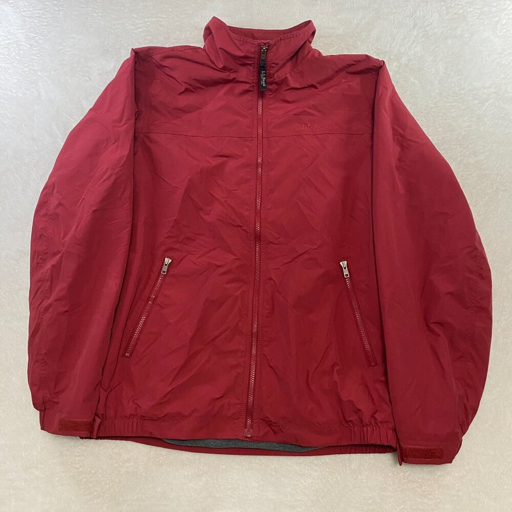 Vintage L.L. Bean Brick Red Full Zip Jacket Fleece Lined Nylon Men’s Coat L Tall